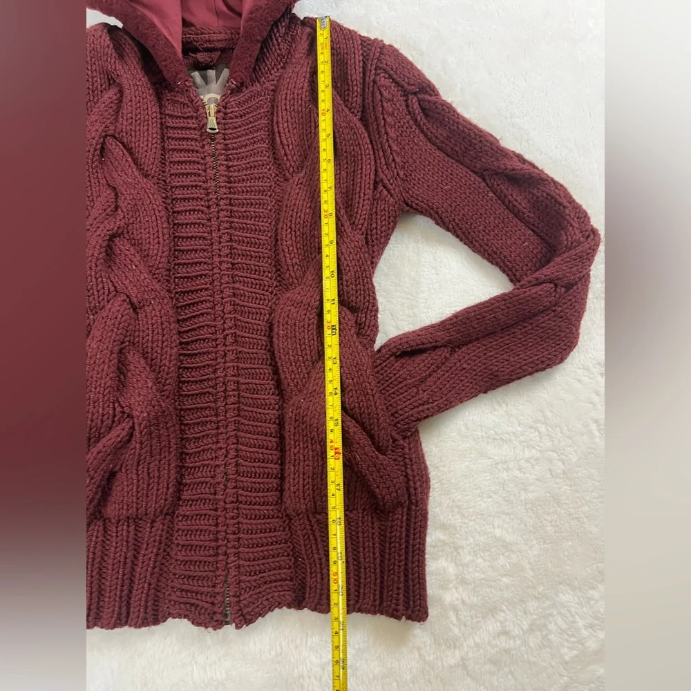 UGG Australia Lamb Trim & Merino Wool Cable Knit Hooded Cardigan - Picture 7 of 11